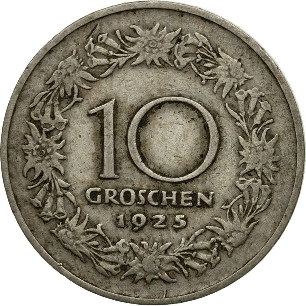 Austria 10 Groschen Coin | Edelweiss Flowers | KM2838 | 1925 - 1929