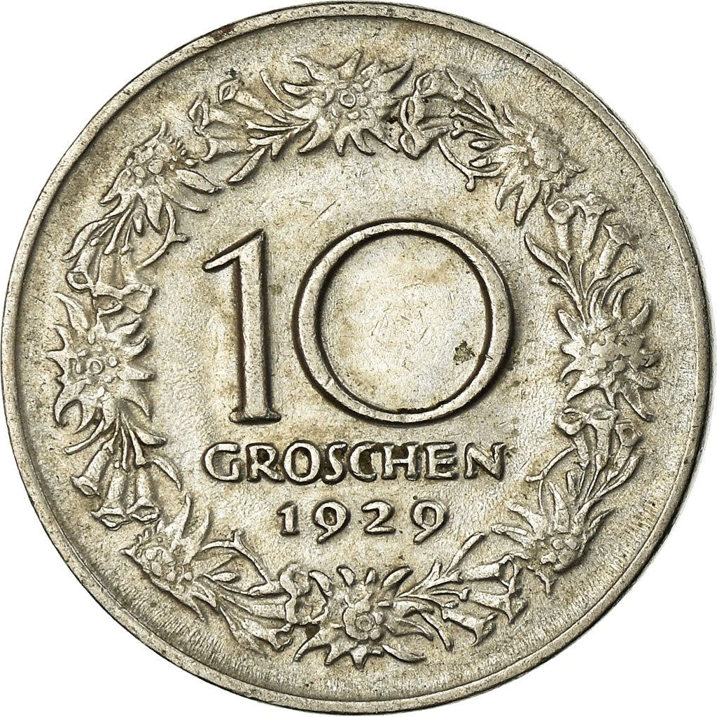 Austria 10 Groschen Coin | Edelweiss Flowers | KM2838 | 1925 - 1929