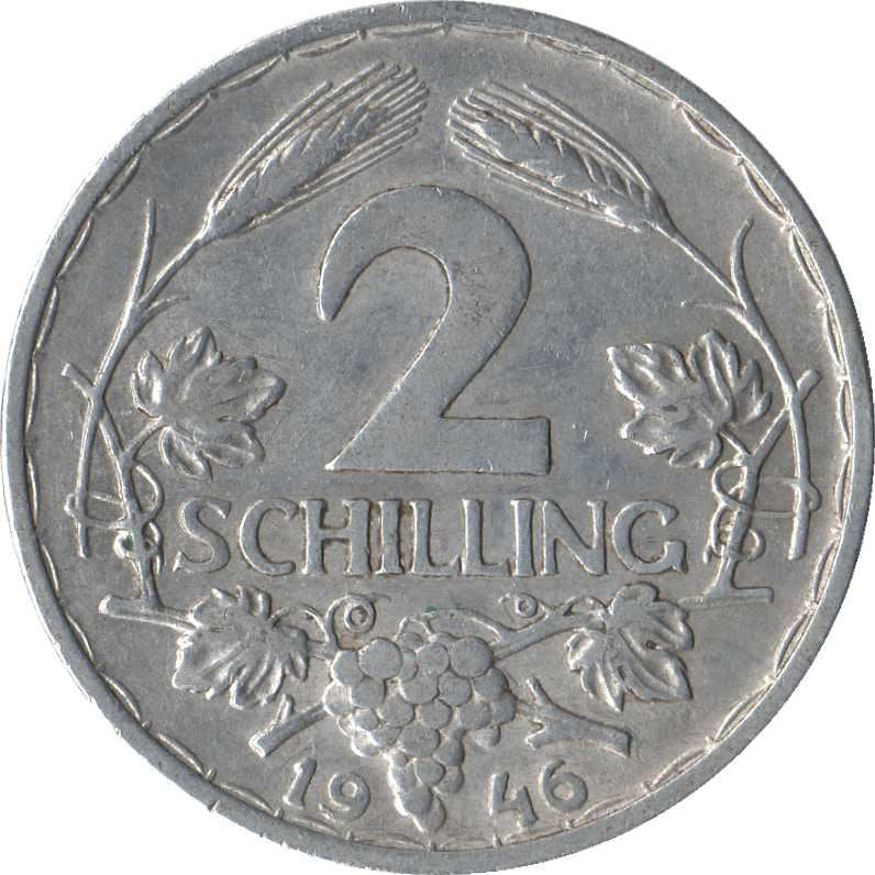 Austria 2 Schilling Coin | Grape | KM2872 | 1946 - 1952