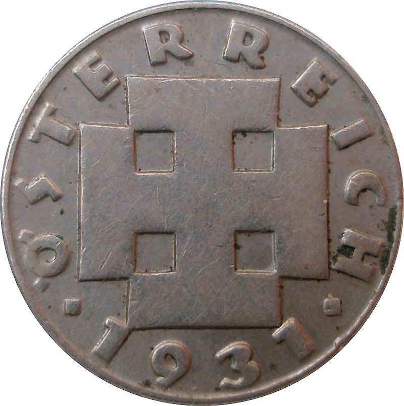 Austria 5 Groschen Coin | Cross Potent | KM2846 | 1931 - 1938