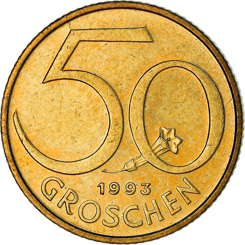 Austria 50 Groschen Coin | Gentian Flower | KM2885 | 1959 - 2001