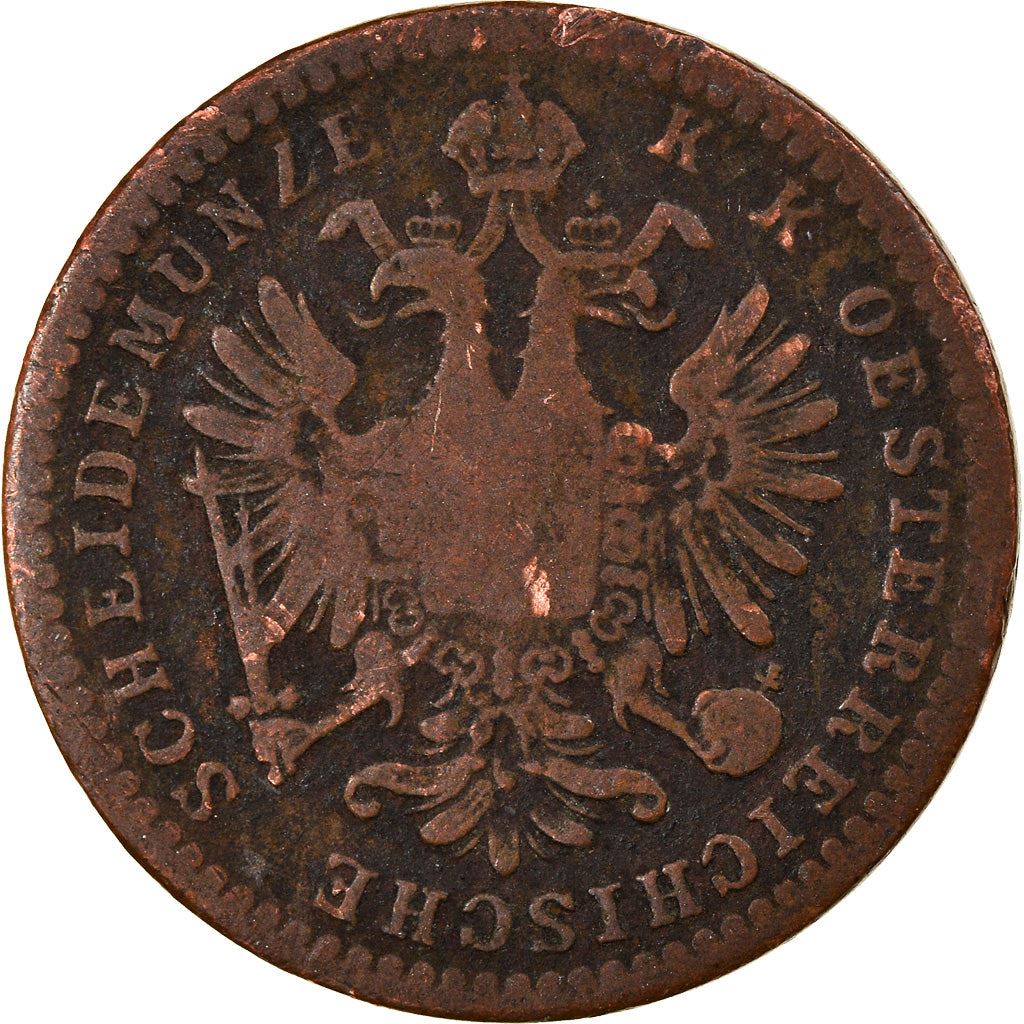 Austrian Empire | 1 Kreuzer Coin | Oak Wreath | Imperial Eagle | Km:2186 | 1858 - 1881