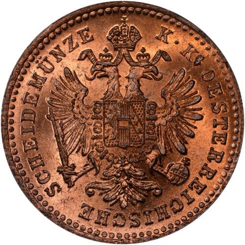 Austrian Empire | 1 Kreuzer Coin | Oak Wreath | Imperial Eagle | Km:2186 | 1858 - 1881