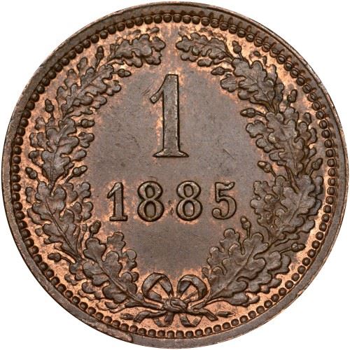 Austrian Empire | 1 Kreuzer Coin | Oak Wreath | Imperial Eagle | Km:2187 | 1885 - 1891