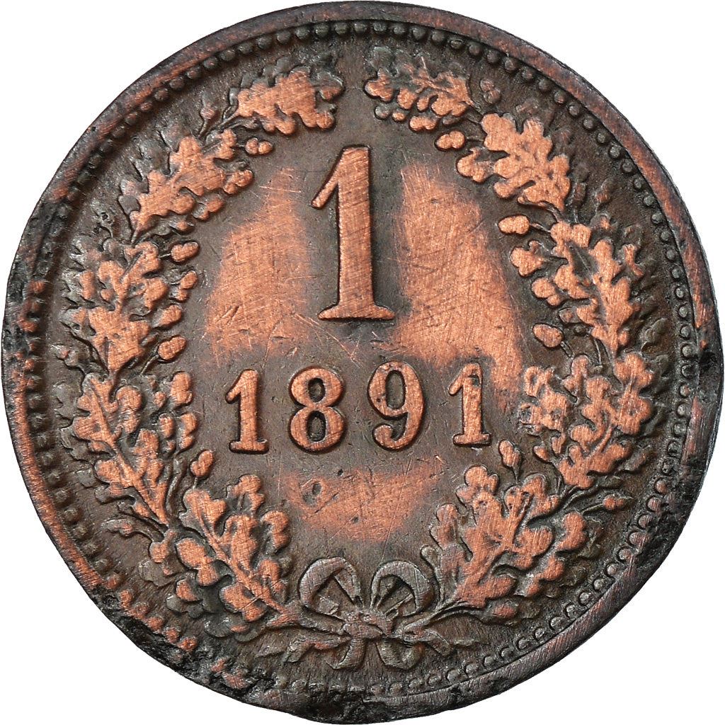 Austrian Empire | 1 Kreuzer Coin | Oak Wreath | Imperial Eagle | Km:2187 | 1885 - 1891