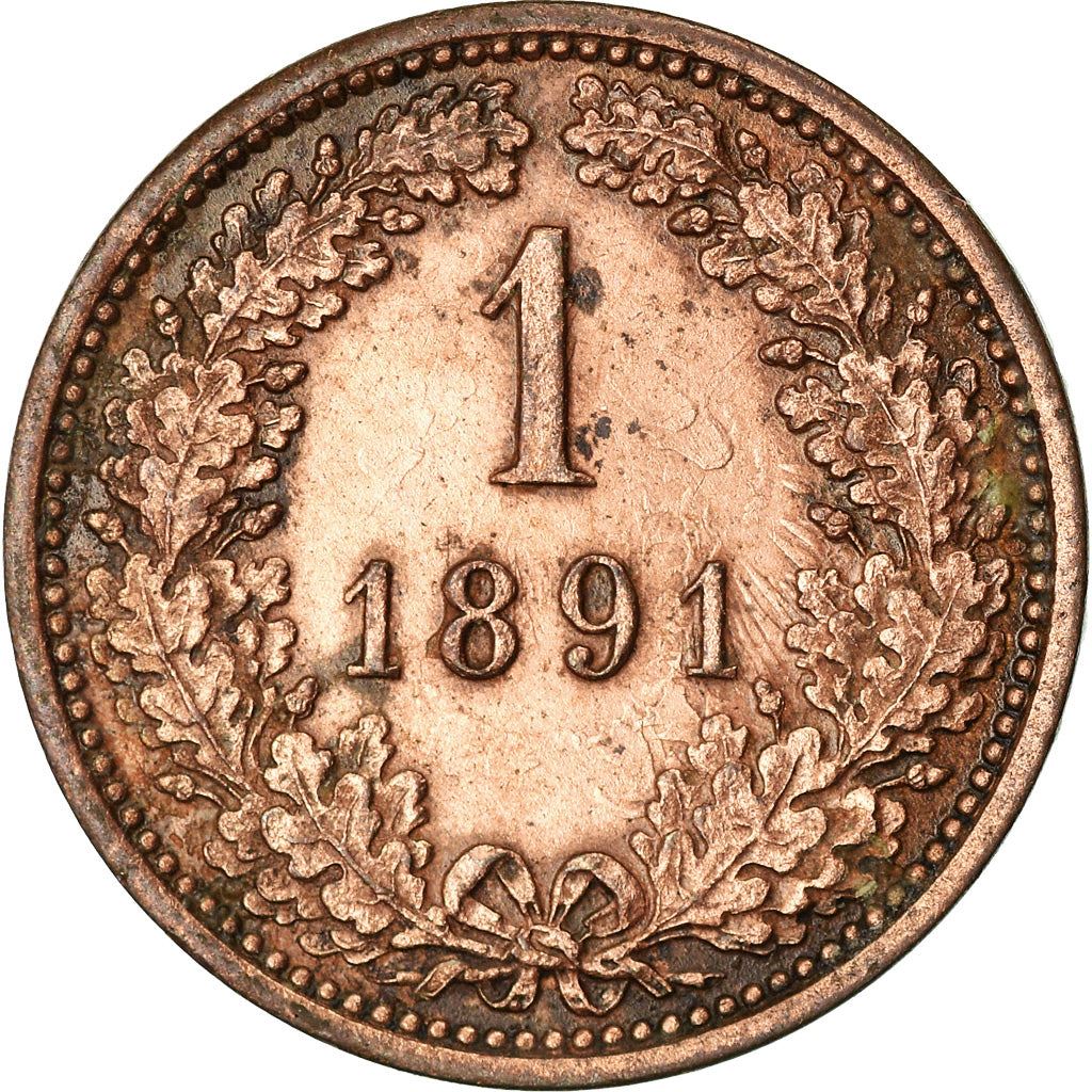 Austrian Empire | 1 Kreuzer Coin | Oak Wreath | Imperial Eagle | Km:2187 | 1885 - 1891