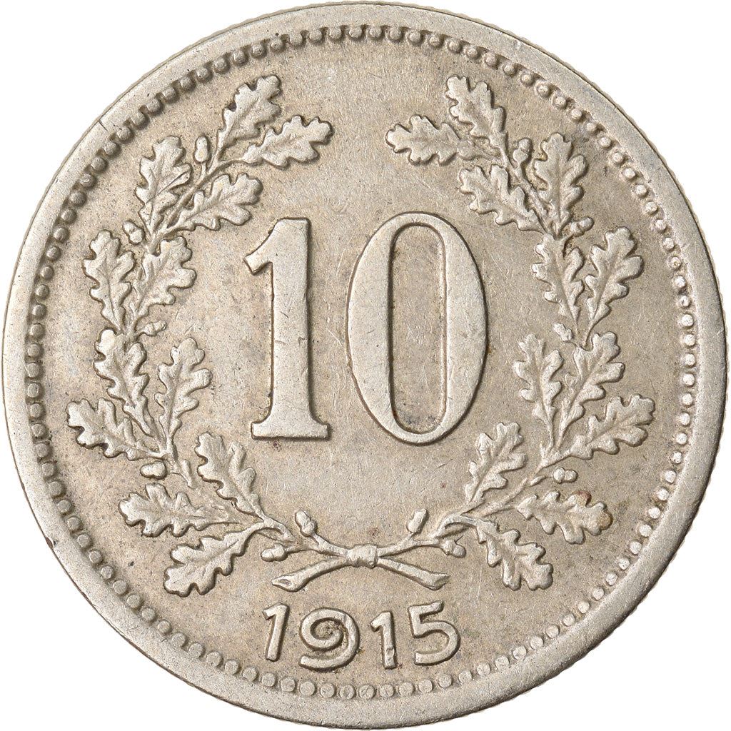 Austrian Empire | 10 Hellers Coin | Habsburg-Lorraine Shield | Oak Wreath | Km:2822 | 1915 - 1916