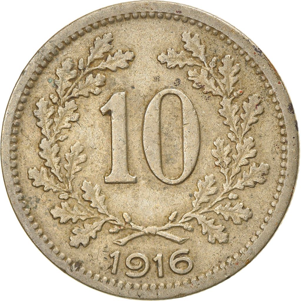 Austrian Empire | 10 Hellers Coin | Habsburg-Lorraine Shield | Oak Wreath | Km:2822 | 1915 - 1916