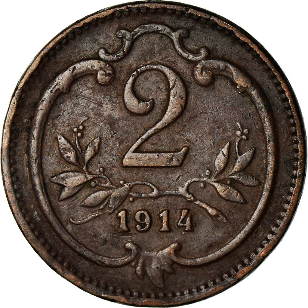 Austrian Empire | 2 Hellers Coin | Art Nouveau | Habsburg-Lorraine Shield | Km:2801 | 1892 - 1915