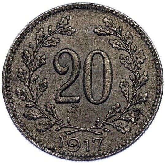 Austrian Empire | 20 Hellers Coin | Austrian Escutcheon | Km:2826 | 1916 - 1918