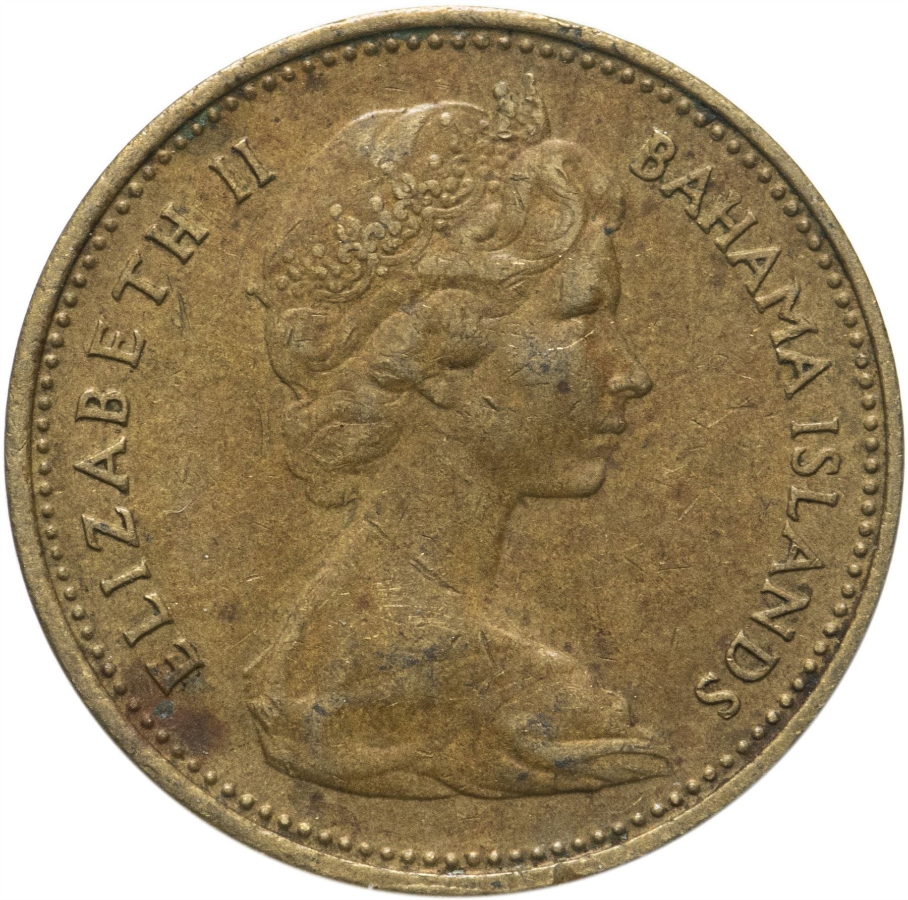 Bahamas | 1 Cent Coin | Queen Elizabeth II | Starfish | KM2 | 1966 - 1969