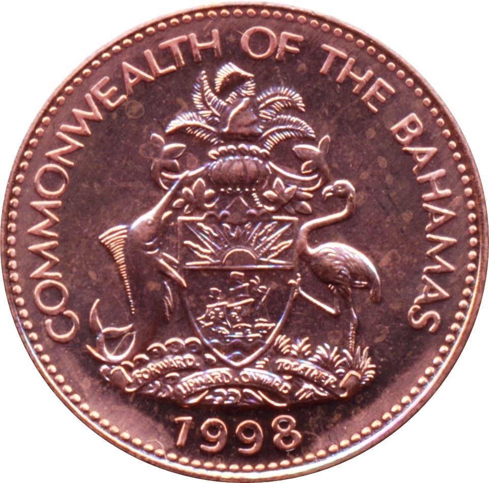 Bahamas | 1 Cent Coin | Starfish | Flamingo | Marlin | KM59a | 1985 - 2004