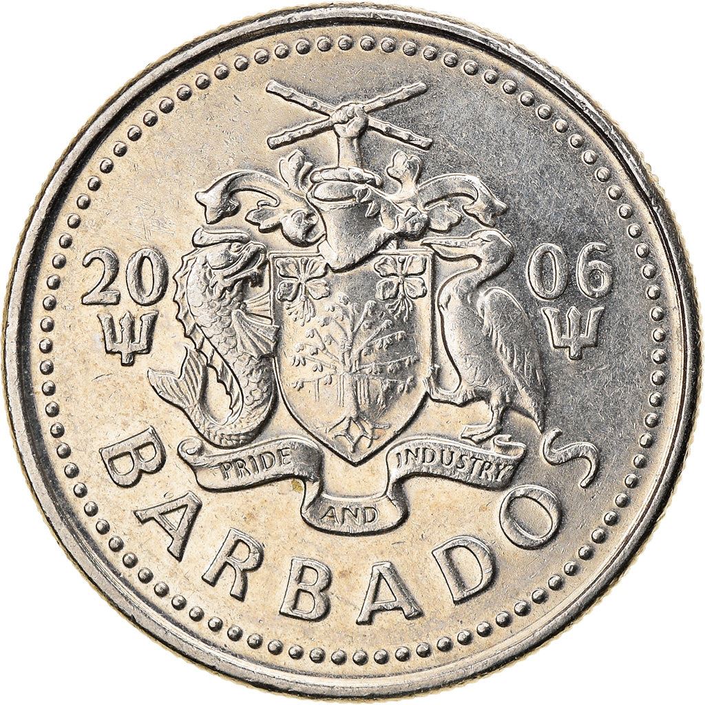 Barbados 25 Cents Coin | Queen Elizabeth II | Windmill | KM13 | 1973 - 2006