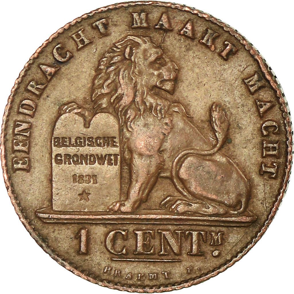 Belgian 1 Centime Coin | Albert I Belgie | Lion | Constitution | Star | KM77 | 1912