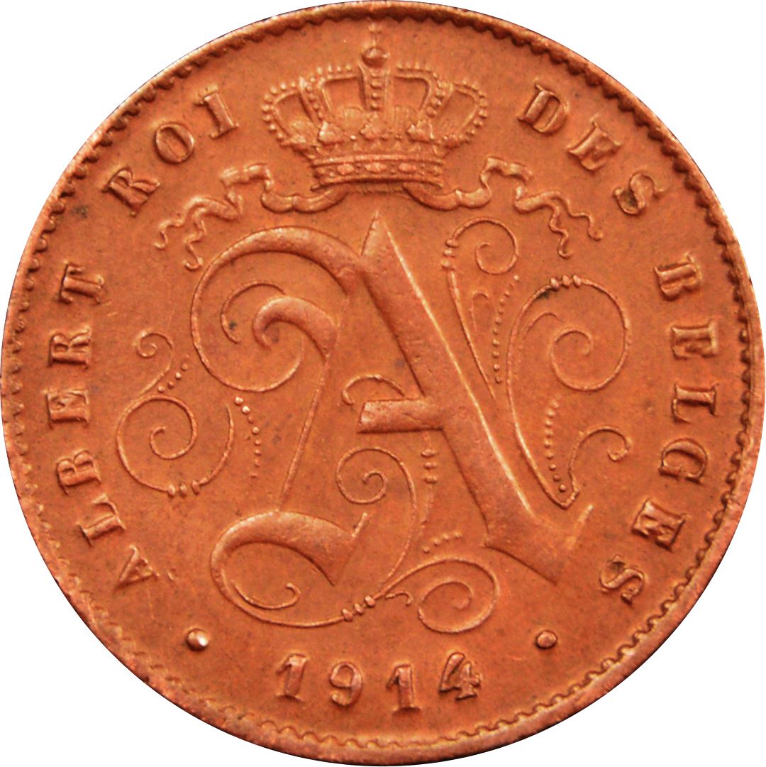 Belgian 1 Centime Coin | Albert I Belgique | Lion | Star | KM76 | 1912 - 1914