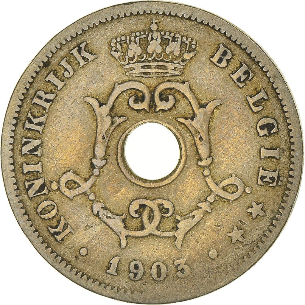 Belgian 10 Centimes Coin | Leopold II Belgie | Olive Branch | Star | KM49 | 1902 - 1903