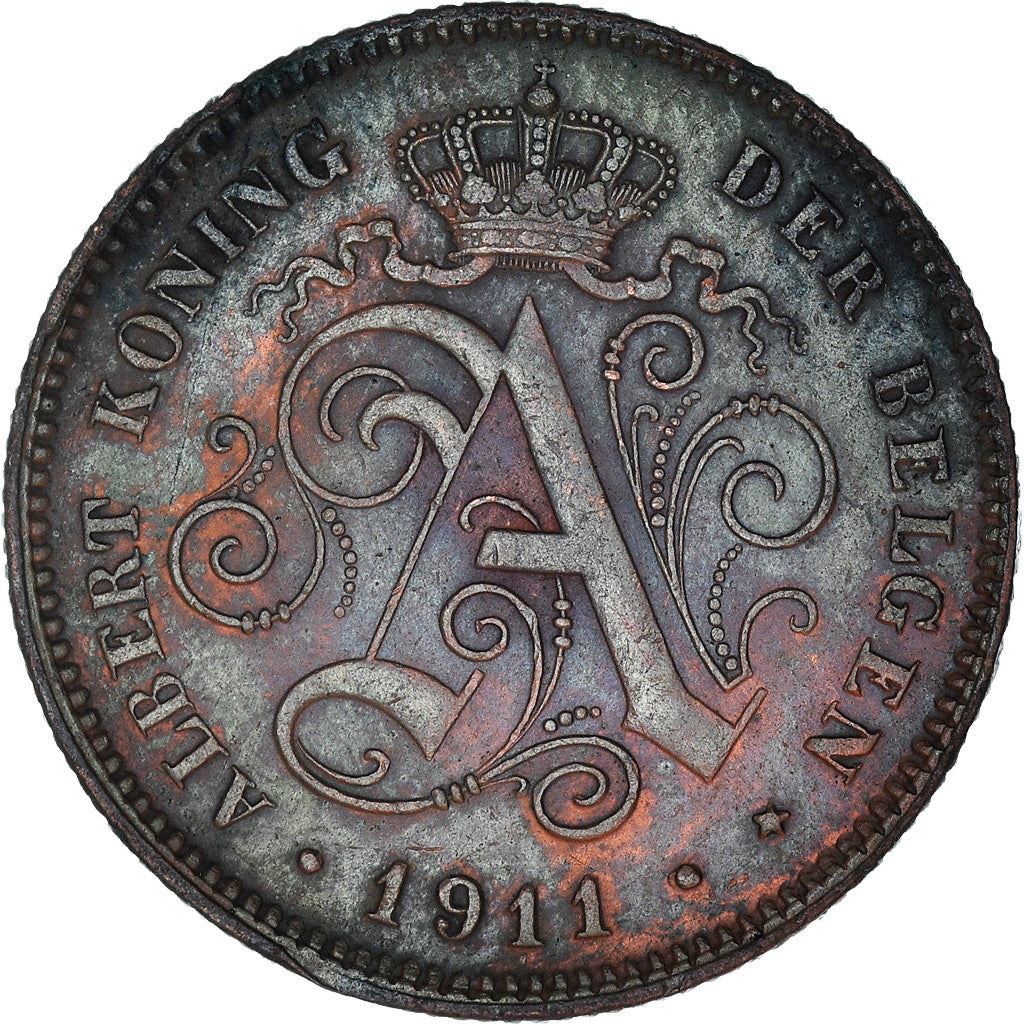 Belgian Coin 2 Centimes - Albert I België | Lion | Star | Slab | KM65 | 1910 - 1919