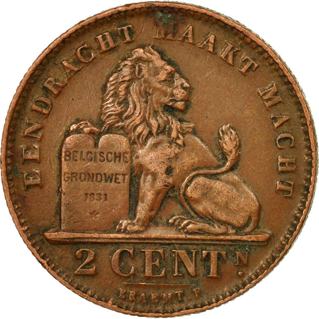 Belgian Coin 2 Centimes - Albert I België | Lion | Star | Slab | KM65 | 1910 - 1919