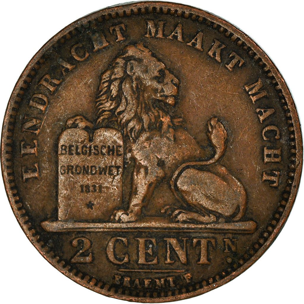 Belgian Coin 2 Centimes - Léopold II België | Lion | Star | KM36 | 1902 - 1909