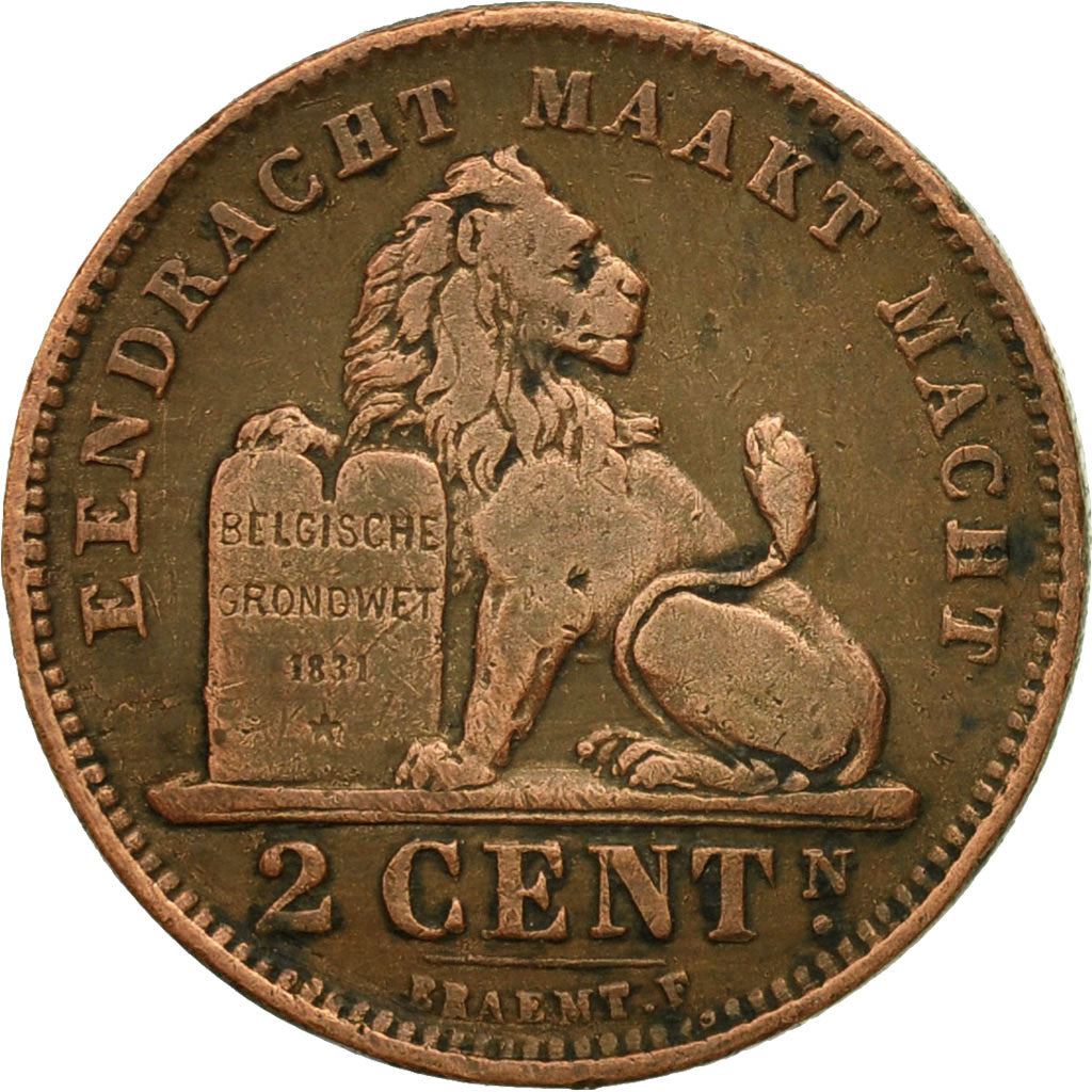 Belgian Coin 2 Centimes - Léopold II België | Lion | Star | KM36 | 1902 - 1909