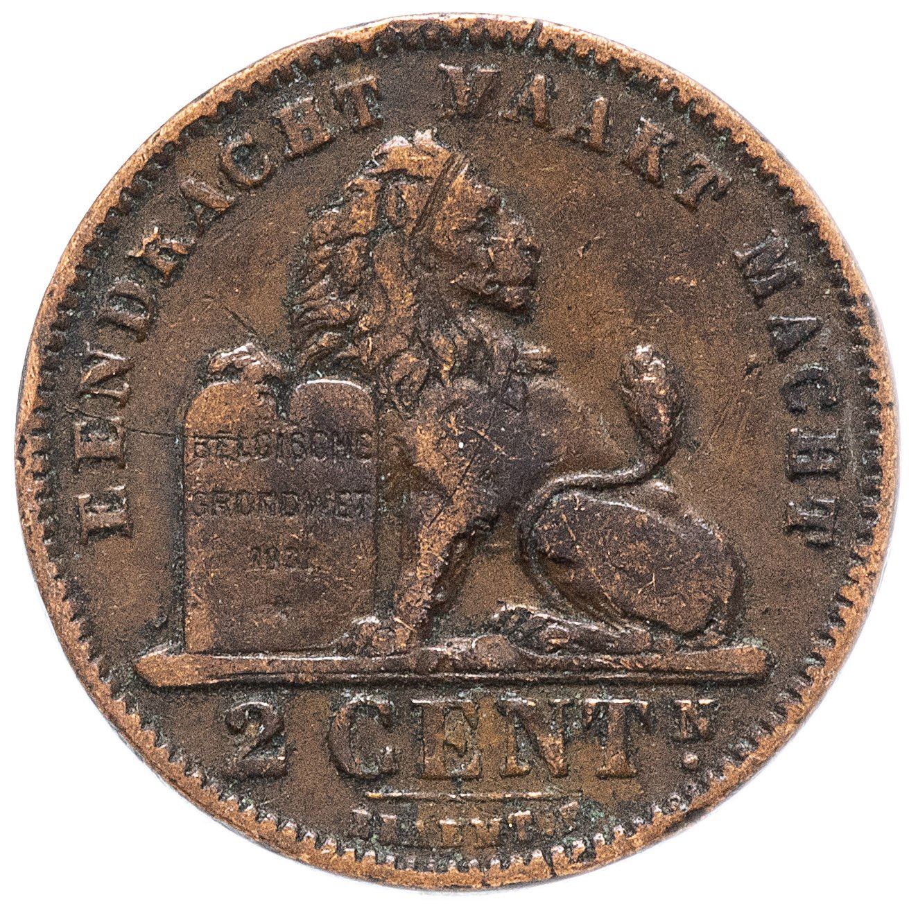 Belgian Coin 2 Centimes - Léopold II België | Lion | Star | KM36 | 1902 - 1909