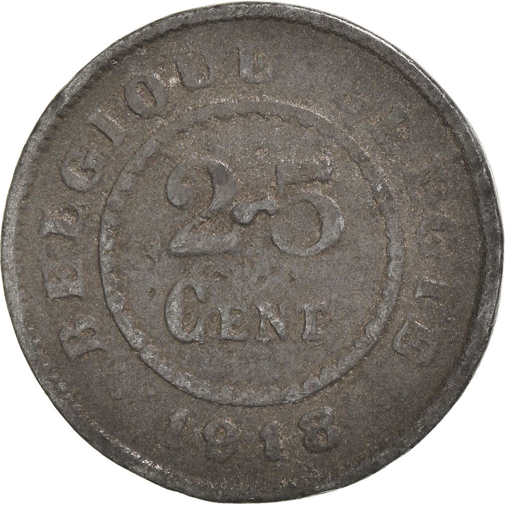 Belgian Coin 25 Centimes German Occupation Coinage | Lion | Flower | KM82 | 1915 - 1918