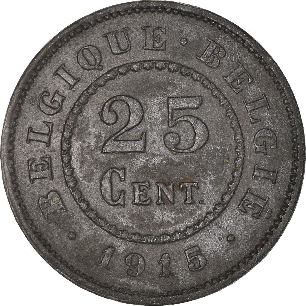 Belgian Coin 25 Centimes German Occupation Coinage | Lion | Flower | KM82 | 1915 - 1918