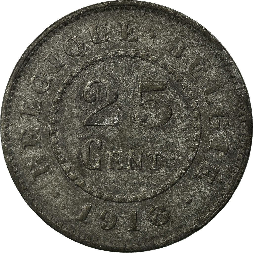 Belgian Coin 25 Centimes German Occupation Coinage | Lion | Flower | KM82 | 1915 - 1918