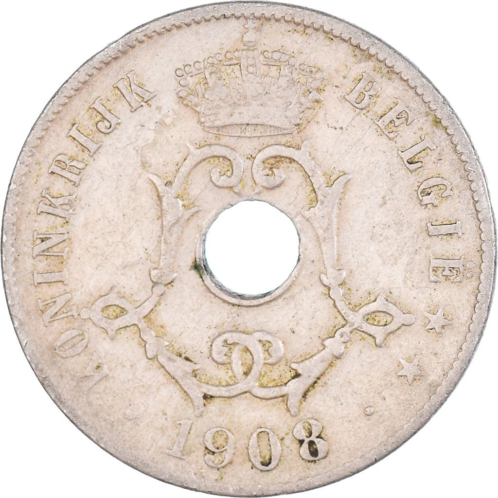 Belgian Coin 25 Centimes - Léopold II België | Olive Branch | Star | KM63 | 1908