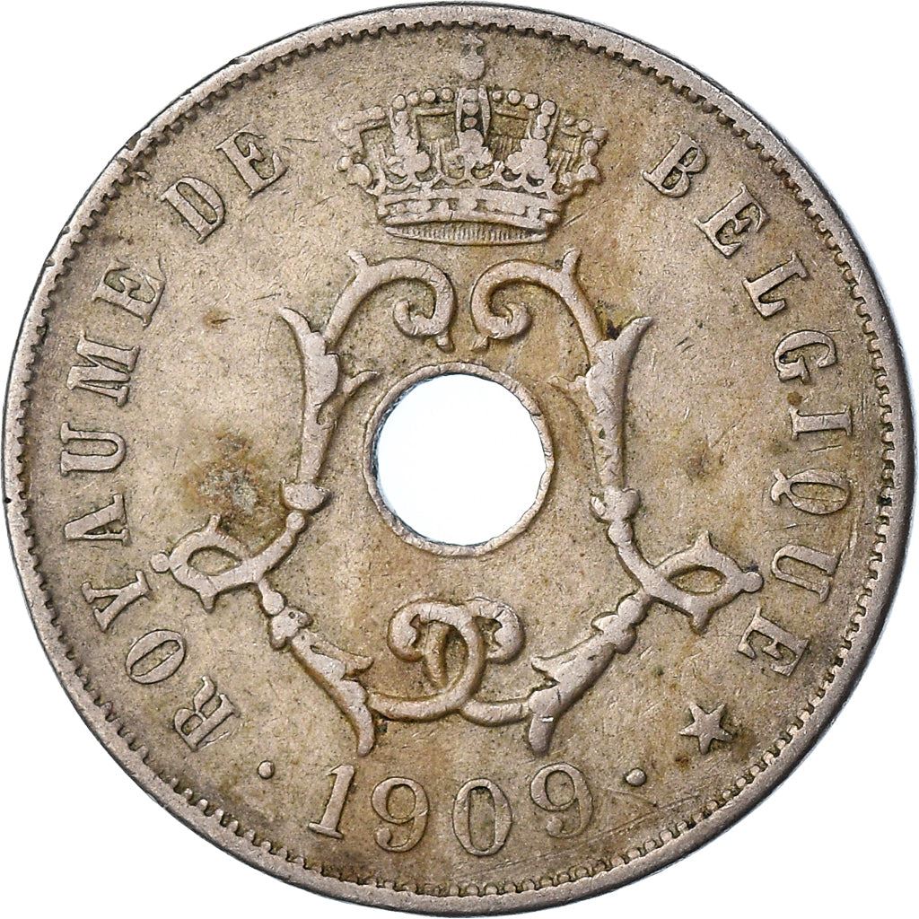 Belgian Coin 25 Centimes - Léopold II Belgique | Olive Branch | Star | KM62 | 1908 - 1909