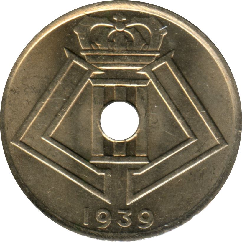 Belgian Coin 25 Centimes - Léopold III BELGIQUE | Mons | Bruges | KM114 | 1938 - 1939