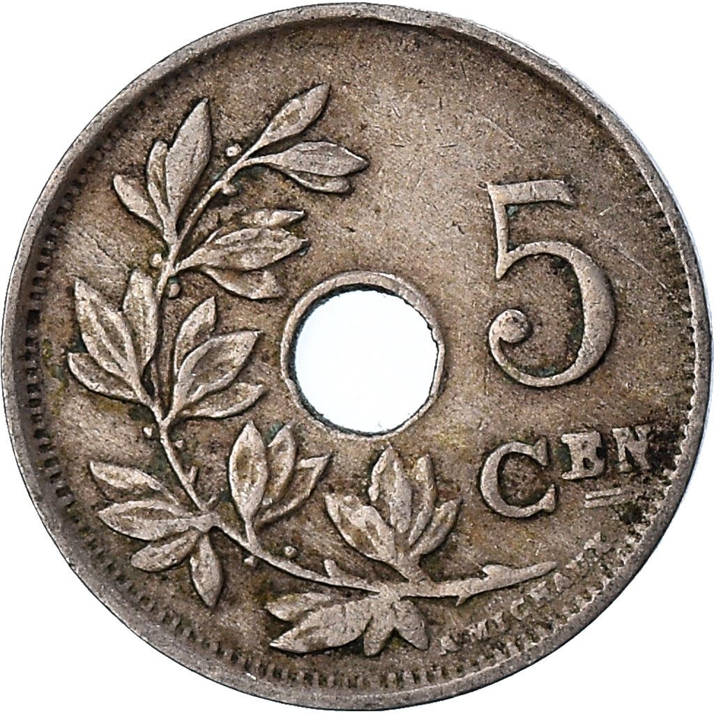 Belgian Coin 5 Centimes - Albert I België | Olive Branch | Star | KM67 | 1910 - 1931