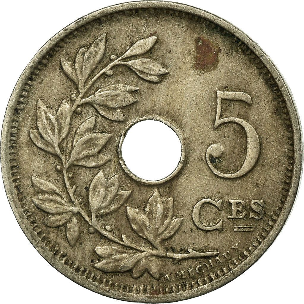 Belgian Coin 5 Centimes - Albert I Belgique | Olive Branch | Star | KM66 | 1910 - 1932