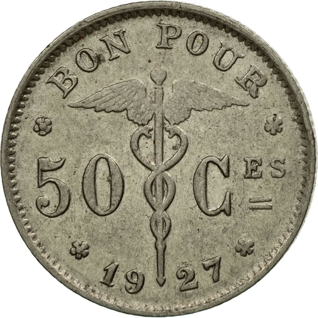 Belgian Coin 50 Centimes - Albert Belgique | Libertine | Caduceus | KM87 | 1922 - 1933