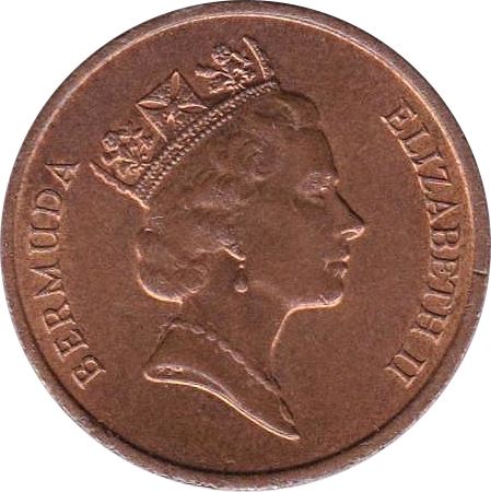 Bermuda | 1 Cent Coin | Queen Elizabeth II | Wild Boar | KM44 | 1986 - 1990