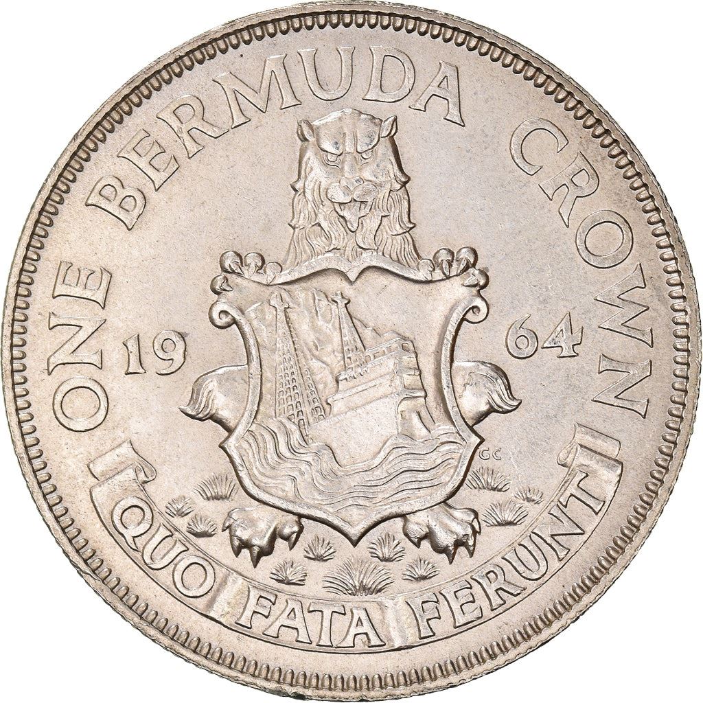 Bermuda | 1 Crown Coin | Queen Elizabeth II | Lion | KM14 | 1964