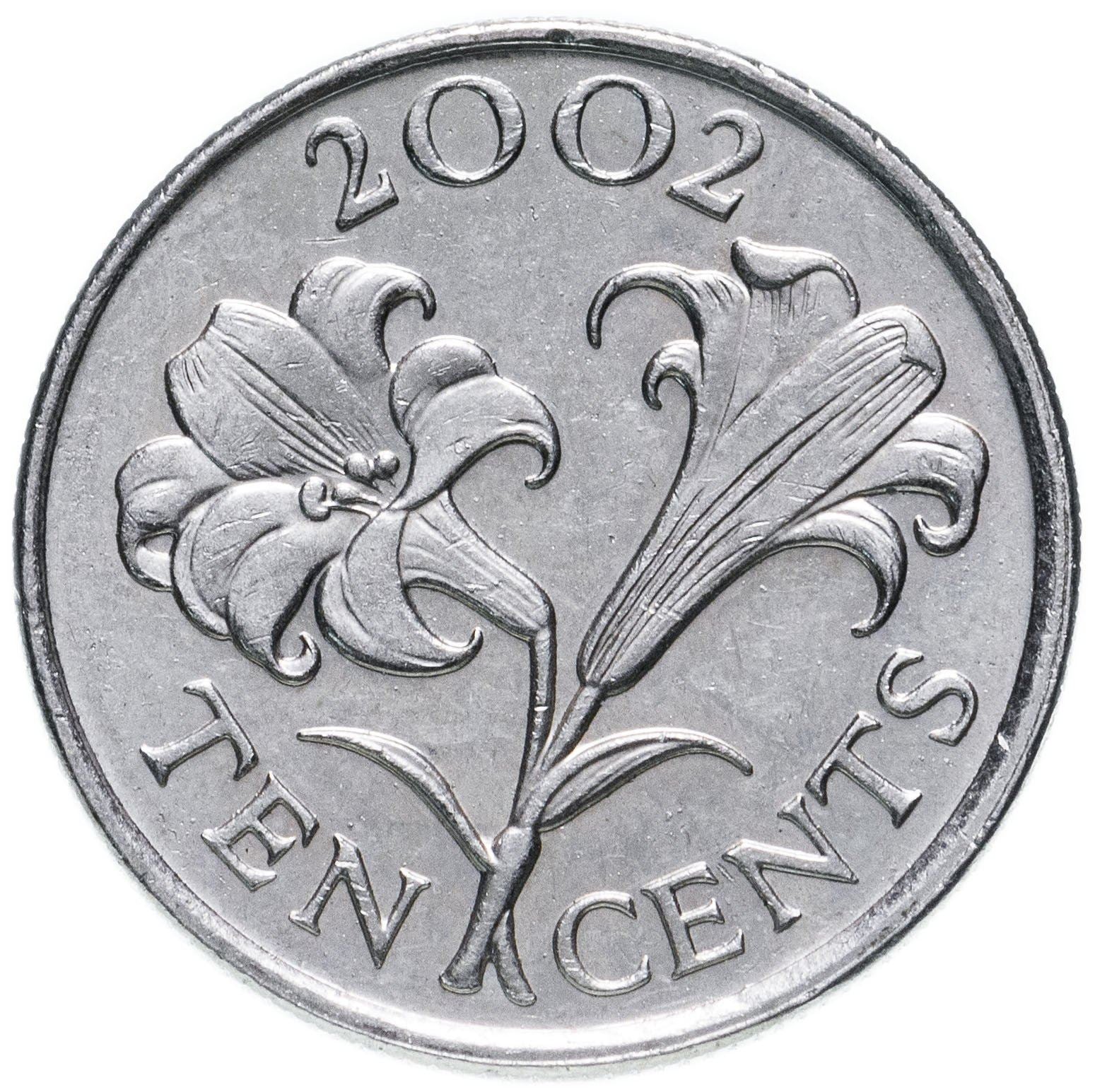 Bermuda | 10 Cents Coin | Queen Elizabeth II | Bermuda Lily | KM109 | 1999 - 2009