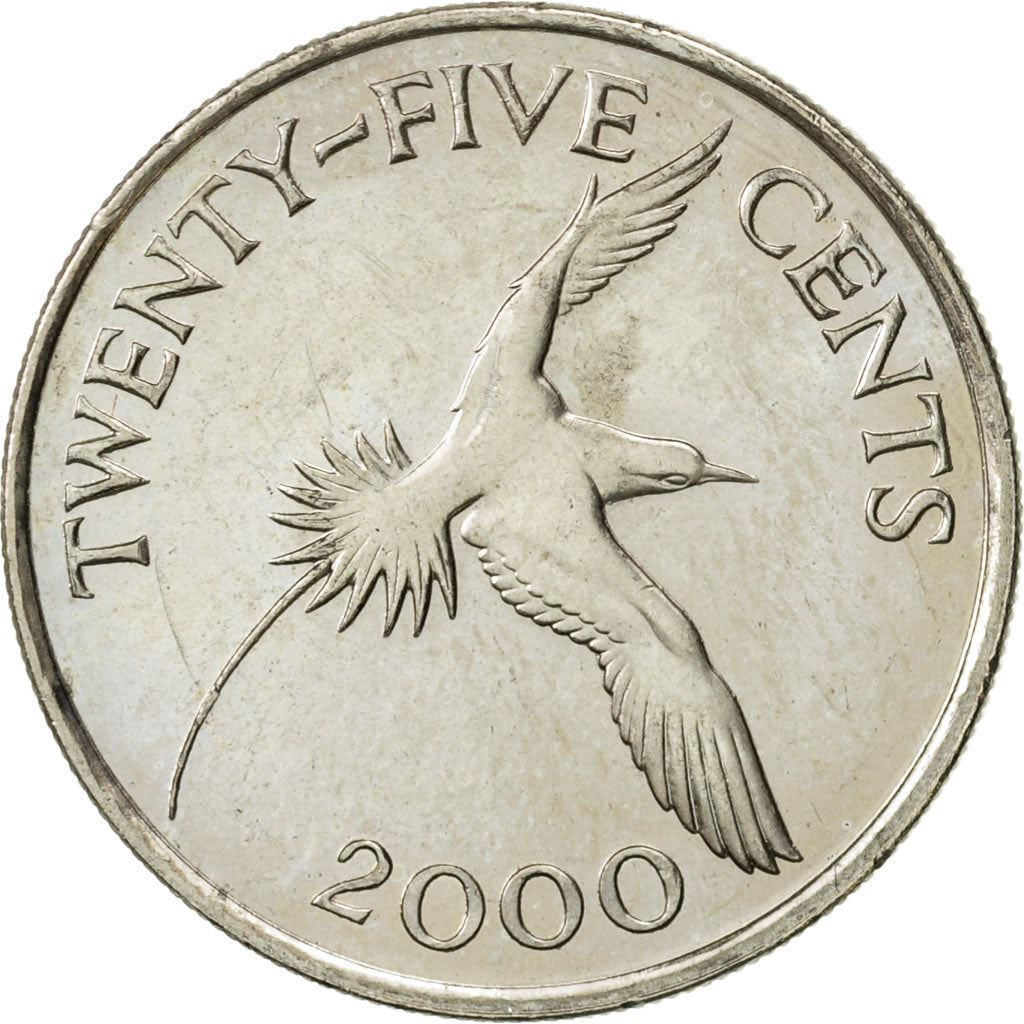 Bermuda | 25 Cents Coin | Queen Elizabeth II | White-Tailed Tropicbird | KM110 | 1999 - 2017