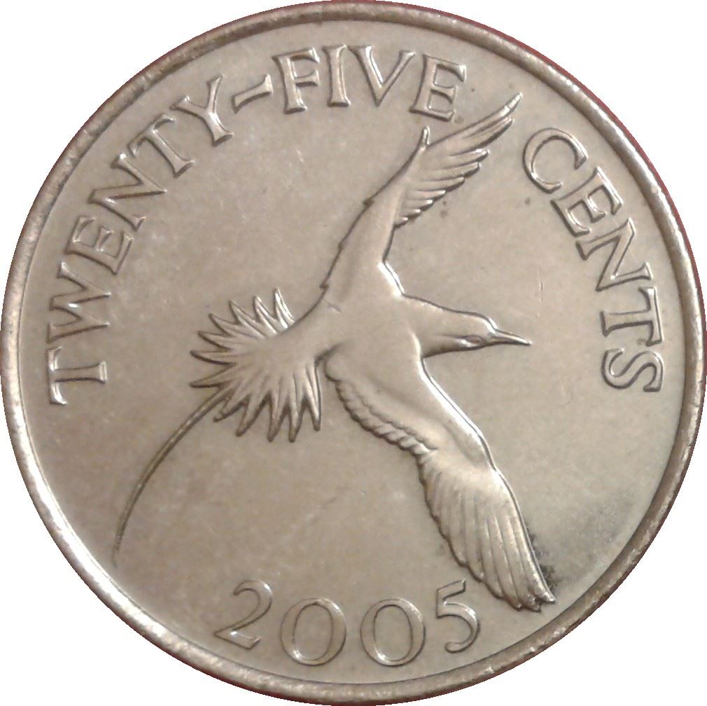 Bermuda | 25 Cents Coin | Queen Elizabeth II | White-Tailed Tropicbird | KM110 | 1999 - 2017