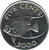 Bermuda | 5 Cents Coin | Queen Elizabeth II | Angelfish | KM108 | 1999 - 2019