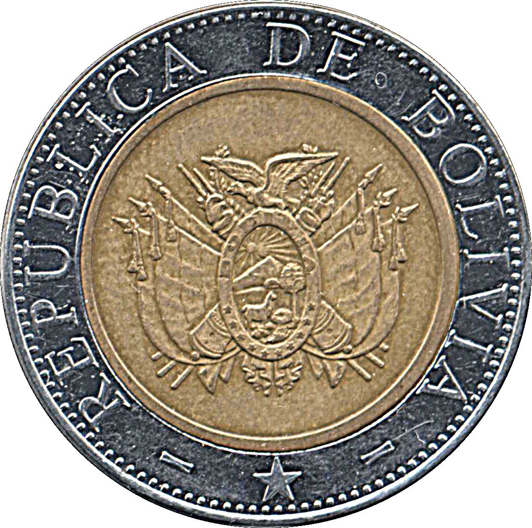 Bolivia 5 Bolivianos | KM212 | 2001 - 2004