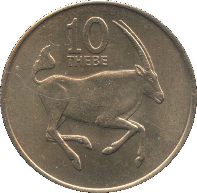 Botswana 10 Thebe Coin | Gemsbok | KM5 | 1976 - 1989