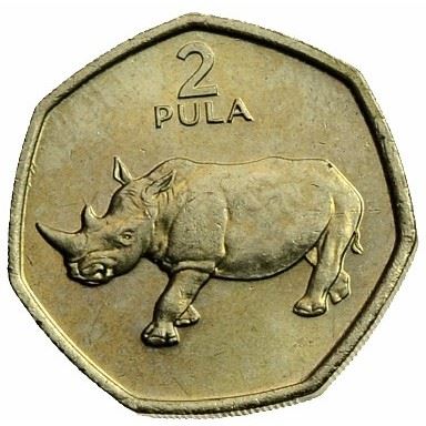 Botswana 2 Pula Coin | White Rhinoceros | Rhino | KM25 | 1994