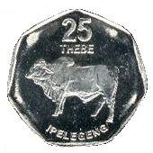 Botswana 25 Thebe Coin | Zebu | KM28 | 1998 - 2009