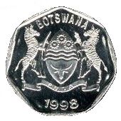 Botswana 25 Thebe Coin | Zebu | KM28 | 1998 - 2009