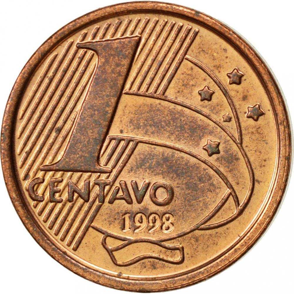 Brazil 1 Centavo Cabral Coin KM647 1998 - 2004