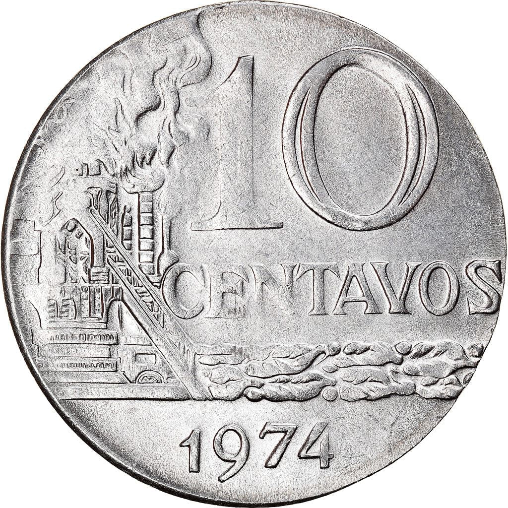 Brazil 10 Centavos Coin | magnetic | KM578.1a | 1974 - 1979