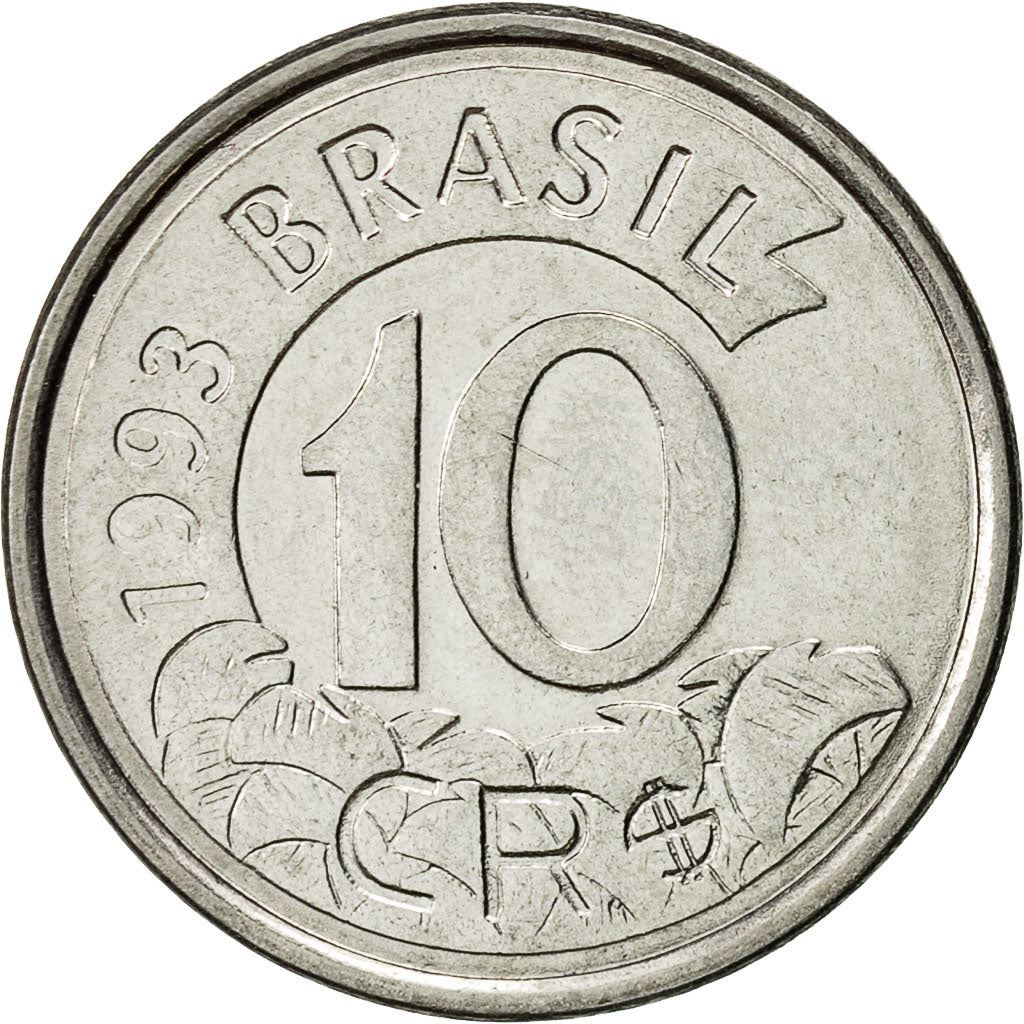 Brazil 10 Cruzeiros Reais Coin KM628 1993 - 1994