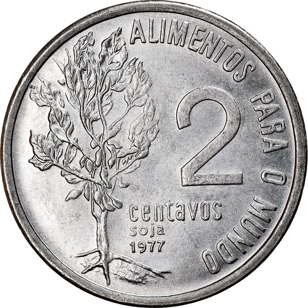 Brazil 2 Centavos Coin | FAO Soy Bean Plant | KM586 | 1975 - 1978