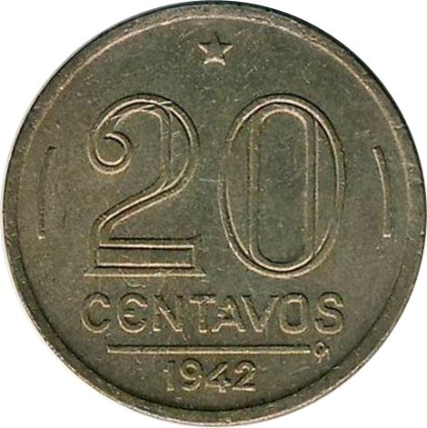 Brazil | 20 Centavos Coin | KM556 | 1942 - 1943